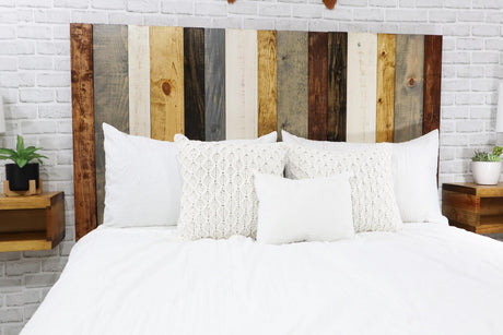 Barn Walls Rustic Mix Signature Design, Multicolored Solid Wood Headboard, Floating Panels, Wall Mount, Adjustable Height, California King Size Barn Walls