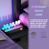 Aurnienofus Triple Bunk Bed Twin XL & Twin Over Twin with LED & Charging Station, Metal Detachable Bunk Bed for 3 Kids, Girls Boys Teens,Bunk Beds with Guardrails and Ladder, Black Aurnienofus