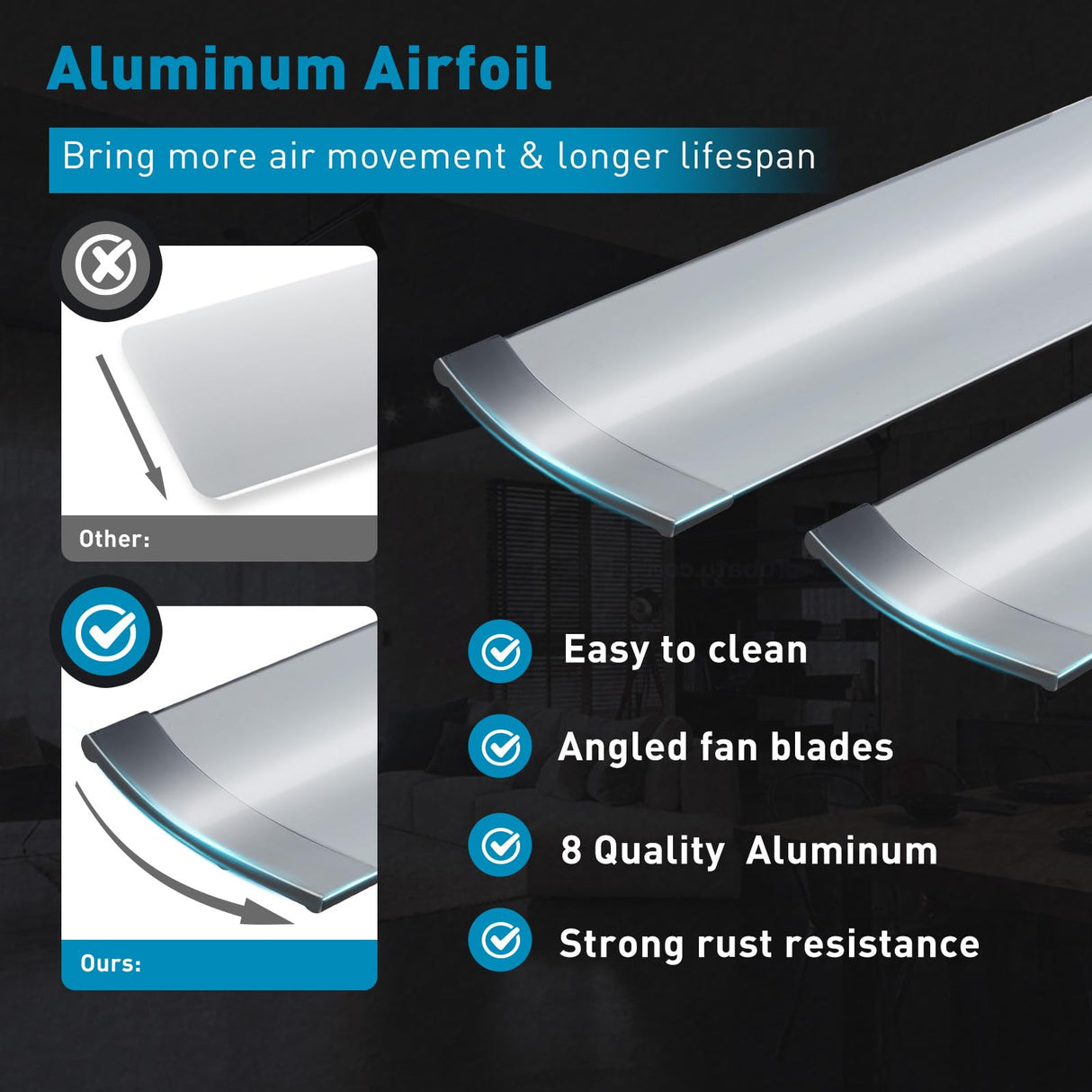 72 lnch lndustrial Smart Celing Fan with Light and Remote Control via WIFI Alexa,Large Celing Fan with 8 Brushed Nickel Aluminum Blades,6 Speed Noiseless DC Motor Indoor Outdoor Ceiling Fans for Patio Minislak