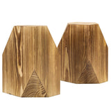 MyGift Rustic Burnt Solid Wood Geometric Style Bookends, Set of 2 MyGift