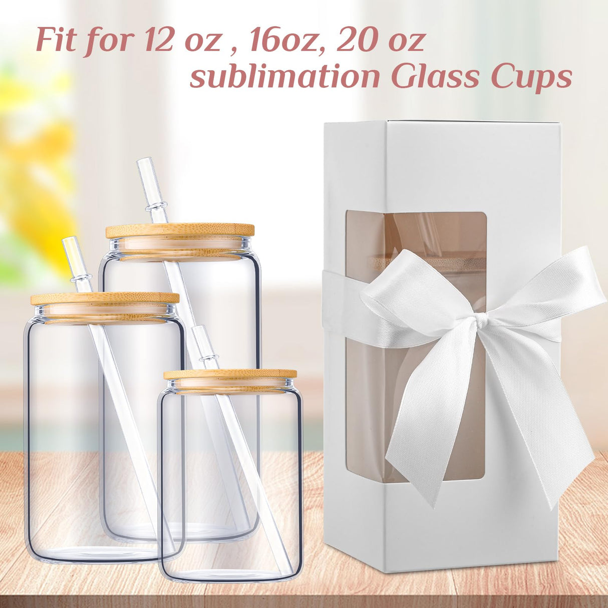 Honoson 24 Pcs Gift Boxes for Sublimation Glass Cup Shipping Gift Boxes for Packaging Exhibition Clear Gift Box for 12 16 20oz Drinking Jars Sublimation Glass Can Blank Tumbler Gift Box (White, White) Honoson