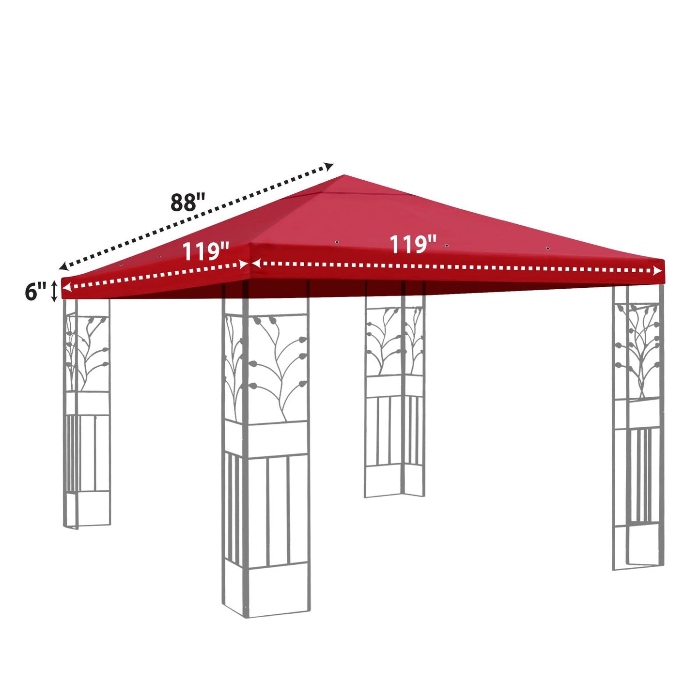 BenefitUSA Replacement 10'X10'Gazebo Canopy top Patio Pavilion Cover Sunshade Polyester Single Tier (Burgundy)