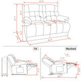 MCombo 58.7" Zero Gravity Power Loveseat Recliner with Heat and Vibration Massage, Reclining Loveseat Sofa with USB Ports for Living Room, Fabric 6237 (Beige) MCombo