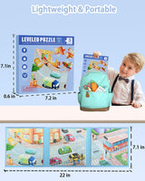 Magnetic Puzzles for Kids Ages 4-8, 3 in 1 Magnet Jigsaw Puzzle Book, Kids Travel Puzzles Car Road Trip Activities Toys, Learning Magnet for Road Trip (Transportation) Unistylar
