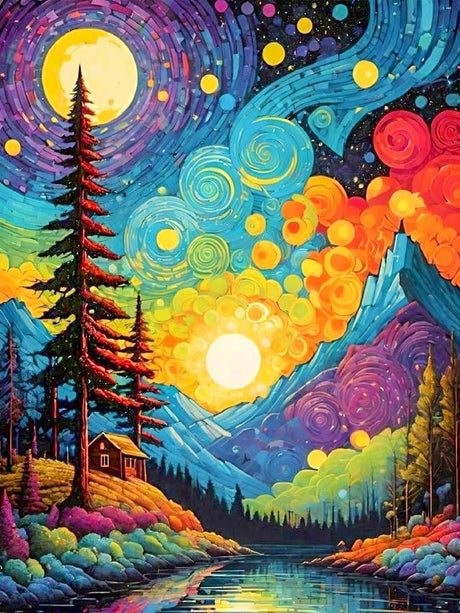 ijbnhd Van Gogh Diamond Art Kits for Adults Starry Sky Diamond Painting Kits for Adults, Full Drill Round Abstract Landscape Gem Art Kits for Home Wall Decor 12x16in ijbnhd