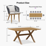 PURPLE LEAF 14 Pieces Patio Dining Set Wicker Outdoor Furniture Rectangular Table and Chairs Set for Garden Deck Teak-Finish & Grey Aluminum Frame Backyard Kitchen Set, Cushions and Pillows Included PURPLE LEAF