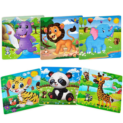 Puzzles for Kids Ages 3-5 Toddler Wooden Toys Montessori Learning Education Preschool Sets Games for Boy Girl 3 4 5+ Years Old, Pack of 6 (20 Pieces)