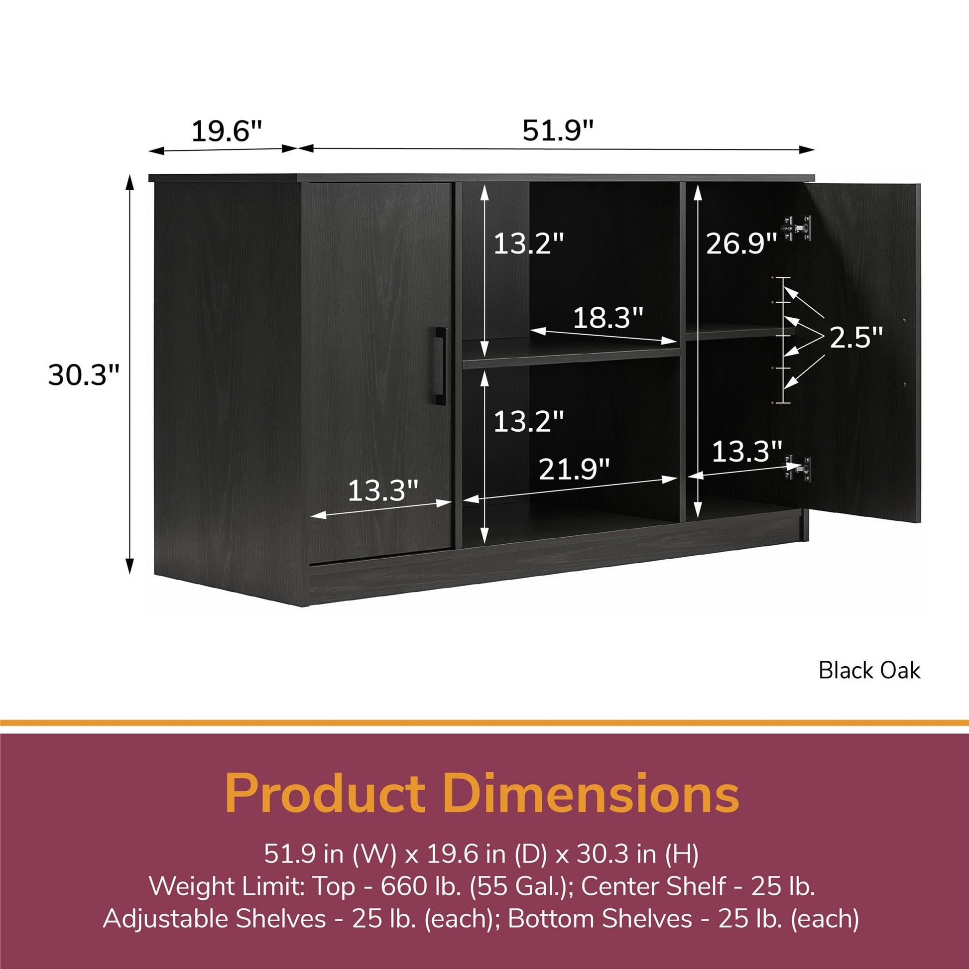 Ollie & Hutch Dory 55 Gallon Aquarium or Terrarium Tank Stand, Black Oak - WoodArtSupply