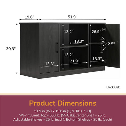 Ollie & Hutch Dory 55 Gallon Aquarium or Terrarium Tank Stand, Black Oak - WoodArtSupply