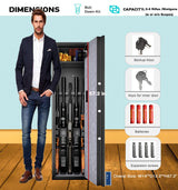 Quicktec Larger and Deeper Rifle Safe, New and Improved Gun Safe for 5-6 Rifles and Shotguns for Home, Quick Access Gun Cabinet (w or w/o Scope) with Lockbox Silent Mode Quicktec