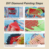 FHBUBPUP Pink Rose Diamond Painting Kits for Adults, Pink Rose Diamond Art Kits, Full Drill Round Gem Art, DIY Flower Paint with Diamond Kits Beads Crafts for Home Wall Decoration Gifts 12x12 inch FHBUBPUP