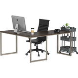 SHW Home Office 55 Inch Large L Shaped Corner Desk, 24" Deep, Espresso SHW