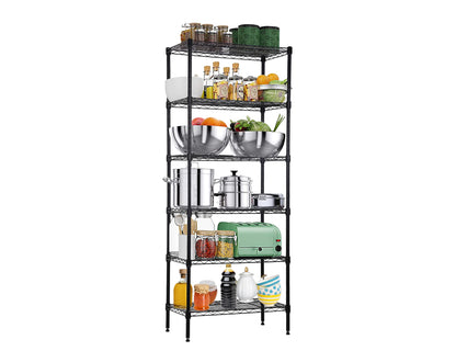 6-Tier Metal Wire Shelving Unit Snack Shelf Height Adjustable Storage Rack NSF Certified Storage Shelves 900 Lbs Capacity Standing Utility Shelf for Laundry Kitchen Pantry Garage Organization