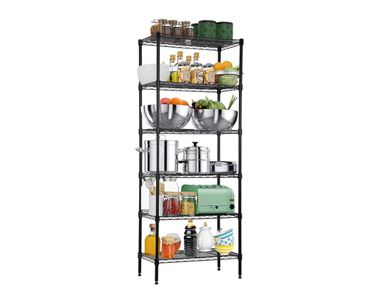 6-Tier Metal Wire Shelving Unit Snack Shelf Height Adjustable Storage Rack NSF Certified Storage Shelves 900 Lbs Capacity Standing Utility Shelf for Laundry Kitchen Pantry Garage Organization