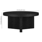 Henn&Hart 32" Wide Round Coffee Table in Natural Black, for Home, Living Room, Bedroom, Entertainment Room, Office Henn&Hart
