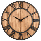 Oldtown Farmhouse Metal & Solid Wood Noiseless Wall Clock (Wood, 24-inch) Oldtown Clocks