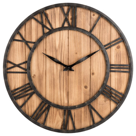 Oldtown Farmhouse Metal & Solid Wood Noiseless Wall Clock (Wood, 24-inch) Oldtown Clocks