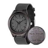 BYMAX Mens Engraved Wooden Watch, Wood Watches for Husband Son Groomsmen Customized Birthday for Men or Women BYMAX