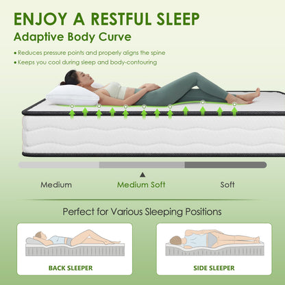 PayLessHere 8 Inch Mattress Medium Firm Spring Mattress Cool Sleep Pressure Relief Queen Size Mattress in a Box Fiberglass Free CertiPUR-US Certified Breathable Foams Mattress