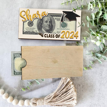 Creative Graduation Money Holders, Personalized Graduation Money Holder, Custom Wooden Graduation Card Box Cash Holder, Graduation Cash Holder Envelope Class of 2024 for Graduates - WoodArtSupply