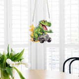 AiYuanzsh Diamond Painting Hanging Pendant Kit - Dinosaur Driving Car 5D Diamond Painting Kits for Adults - Crystal Rhinestones Diamond Art Pendant for Door Wall Window Home Xmas Halloween Decor AiYuanzsh