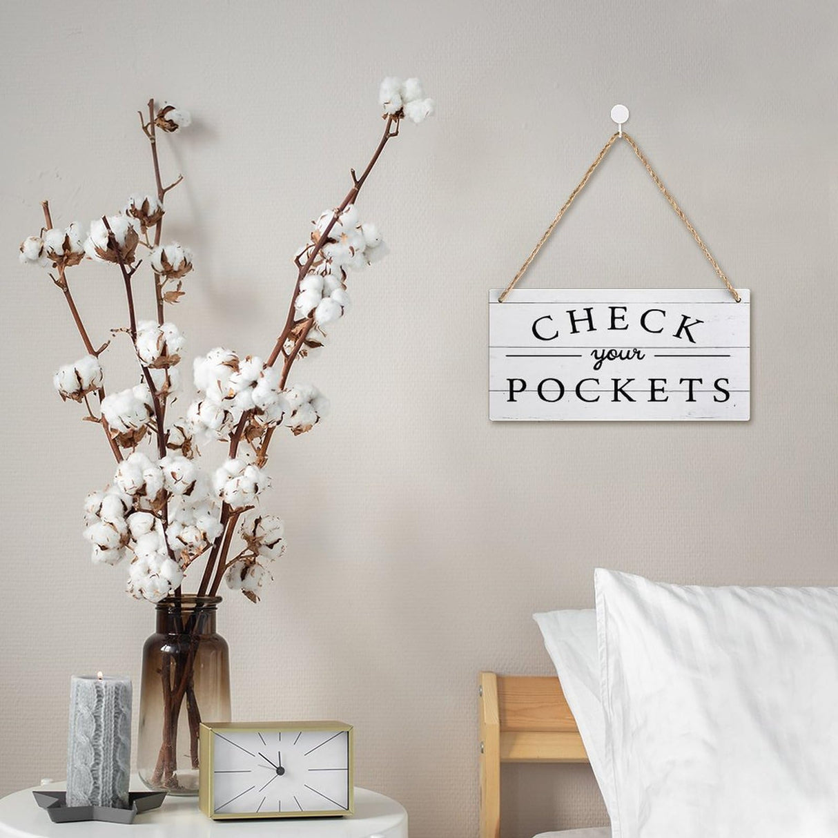 Check Your Pockets Home Decor Utility Room Laundry Room Decor Funny signs farmhouse gift wooden hanging sign rustic wall art home decor 6x12 inch Compladeta