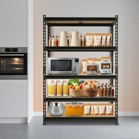 BIG RED Storage Shelving Unit, 5-Tier Adjustable, Heavy Duty Metal Garage Shelves/Utility Rack for Kitchen, Pantry, Basement, Bathroom, Laundry - 2,000 lbs Capacity, Black, 72" H x 48" W x 18" D BIG RED