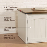 Halitaa Double Cat Litter Box Enclosure, Hidden Litter Box Furniture for 2 Cats, Farmhouse Cat House with Scratch Pad for 2 Litter Boxes, Wooden Enclosed Litter Box Furniture, Entryway Bench, White Halitaa