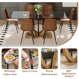 JEARGE 71" Glass Dining Table Set for 8, 9 Piece Dining Table Set,Tempered Glass Table Top with U-Shaped Legs and Fabric Dining Chairs,Ideal for Kitchens, Living Rooms JEARGE