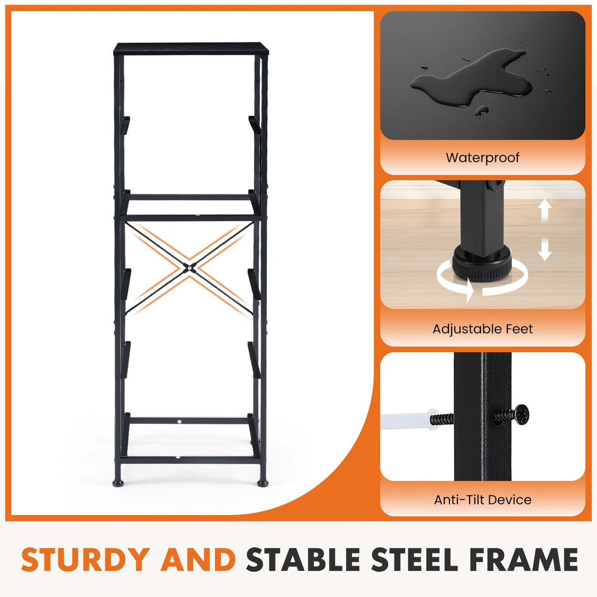 Sweetcrispy 5 Drawer Dresser with Fabric Bins, Sturdy Steel Frame and Wood Top, Storage Organizer Chest for Bedroom, Closet, Hallway, Gray Sweetcrispy