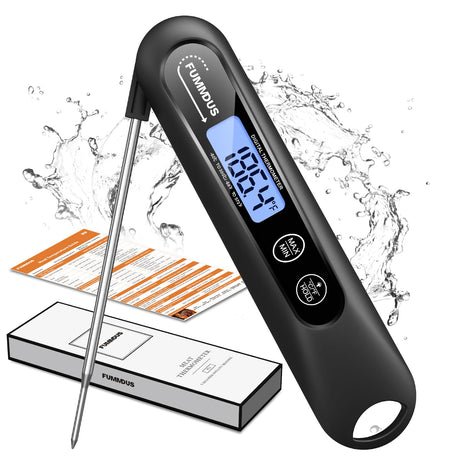 FUMMDUS Meat Thermometer Digital, 3S Instant Read Food Thermometer for Cooking with Backlight & Magnet, Foldable Temperature Probe Kitchen Gadgets Essentials for BBQ Oven Grill Smoker Candy FUMMDUS