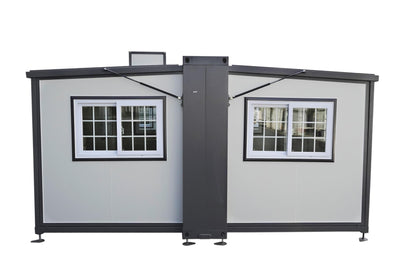 Outdoor Storage Shed Tiny House Mobile Expandable Plastic Prefab House, Modern Sturdy Steel Storage House with Lockable Door and Window(15 x 20FT) - WoodArtSupply