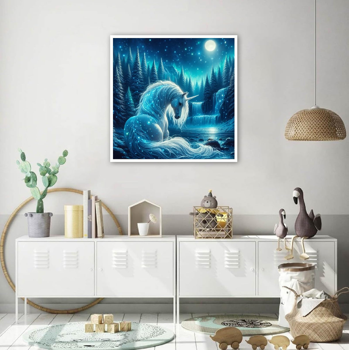 JFYHAB Animal Unicorn Diamond Art Kits for Adults,5D Forest Diamond Painting Kits for Beginner,DIY Moon Diamond Crystal Rhinestones Painting Kits for Home Wall Decor Gift 11.8 X 11.8inch JFYHAB