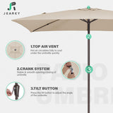 JEAREY 6.5x10 ft Rectangular Patio Umbrellas Outdoor Market Umbrella with Push Button Tilt and Crank, Rectangle Table Umbrella 6 Sturdy Ribs UV Protection for Pool Garden Backyard Deck, Beige JEAREY