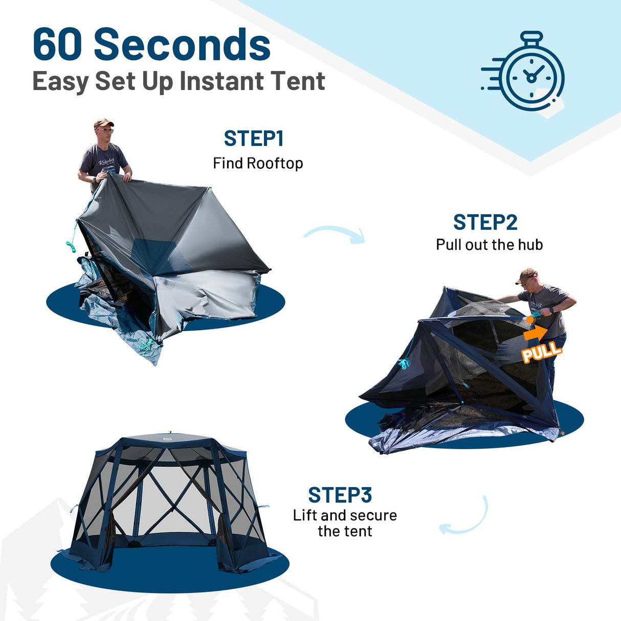 Timber Ridge 12 x 11ft Pop Up Gazebo, Portable Instant Screen House with Netting, Easy 60-Second Set-Up, Fits 6 People, Ideal for Camping, Backyard, Patio, Tailgating, Picnics TIMBER RIDGE