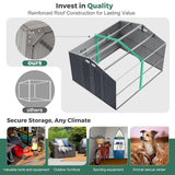 Metal Shed 10x12 Reinforced Sheds Outdoor Storage, Natural Lighting Tool Sheds with Translucent Roof Panels, Windows, and Lockable Doors, Ideal for Garden, Backyard, and Patio WACASA