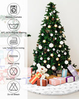 COOLWUFAN 48 Inches Christmas Tree Skirt for Xmas Tree Holiday Party Decorations White Plush Silver Sequin Snowflake (Silver) COOLWUFAN