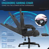 GTPLAYER Gaming Chair Fabric with Pocket Spring Cushion, Big and Tall Gaming Chair 350LBS High Back Computer Chair with Footrest for Adults Lumbar Support Swivel Game Chair for Office Gaming Black GTPLAYER