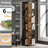 360° Rotating Bamboo Bookshelf - Multi-Tier Book Storage Rack for Efficient Organising Generic