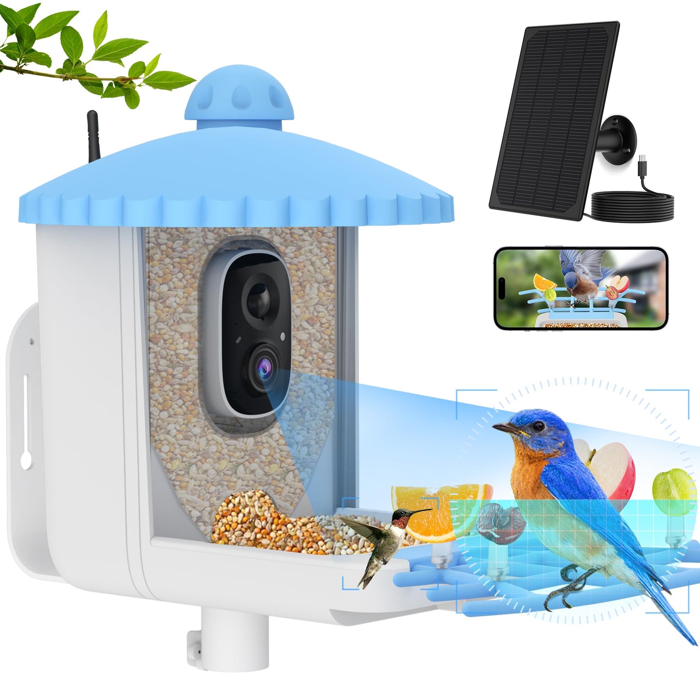 Twesync Smart Bird Feeder with Camera Solar Powered, 1080P HD AI Identify Wild Bird Feeder Camera - WoodArtSupply