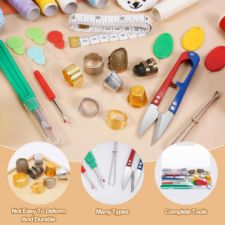 CousDUoBe Sewing Thimble Kit,thimbles for Hand Sewing，Needle threaders，Seam Rippers for Sewing，Measuring Tape and Thread Snips, Hand Embroidery Craft（Complete Sewing Kit） CousDUoBe