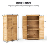 TAKUKA Outdoor Storage Cabinet with 3 Shelves, Wooden Garden Shed with Double Doors& Waterproof Roof, Outside Utility Tall Tool Organizer for Garden Farm Backyard TAKUKA