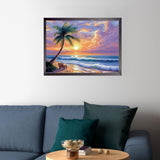 CEOVR Beach Sunset Diamond Painting Kits for Adults, Coconut Tree Diamond Art Dots 5D Full Drill DIY Gem Art for Beginner, Adult Crafts Kits Arts and Crafts, Wall Decor for Home Office 12x16in CEOVR
