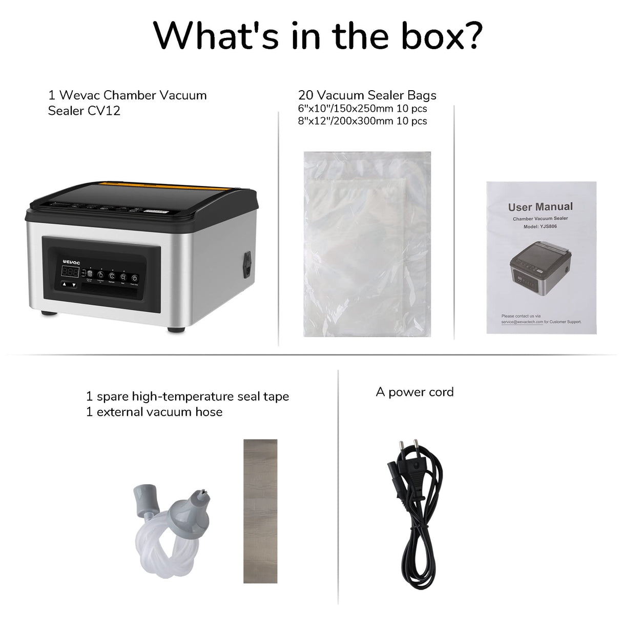 Wevac 12-Inch Chamber Vacuum Sealer CV12 - For Fresh Meats, Soups, Sauces. Heavy Duty, Commercial Width, Compact Design. Wevac