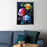 CEOVR Rose Diamond Art Kits for Adults, Flower 5D DIY Full Drill Diamond Painting Dots Gem Art, Adult Crafts Kits Arts and Crafts, Wall Decor for Home Office 12x16in CEOVR