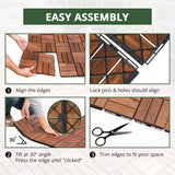BEEFURNI Acacia Interlocking Deck Tiles (12x12 Pack 10), Acacia Wood Deck Tiles Interlocking Outdoor, Indoor Flooring Mats for Balcony Decor,Patio, Backyard, 1-Year Manufacturer Warranty (Dark Brown) BEEFURNI