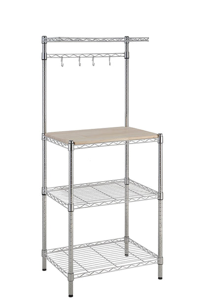 Amazon Basics Kitchen Storage Baker's Rack with Removable Top, Chrome/Beige, 18"D x 24" W x 59"H