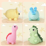 Crochet Kit for Beginners, Beginner Crochet Kit for Adults with Step-by-Step Video Tutorials, DIY Crochet Animal Kits Kids Knitting Supplies, 4 Pack Dinosaurs (40%+ Yarn) Crochetta
