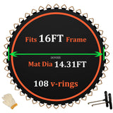 Doyuee Trampoline Mat Replacement-Fits 16FT Frame with 108 Rings Fits 6.5-7.0" Springs-Mat Diameter 14.3ft (172inch), Not Include Spring and Frame Doyuee