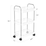 STARLATTA 3 Tier Rolling Cart with Wheels，Utility Cart Storage Cart with Handle for Kitchen，Bathroom Storage Cart,Laundry Cart,Movable Room Organizers and Storage,Book Cart,Snack Cart,Craft Cart STARLATTA
